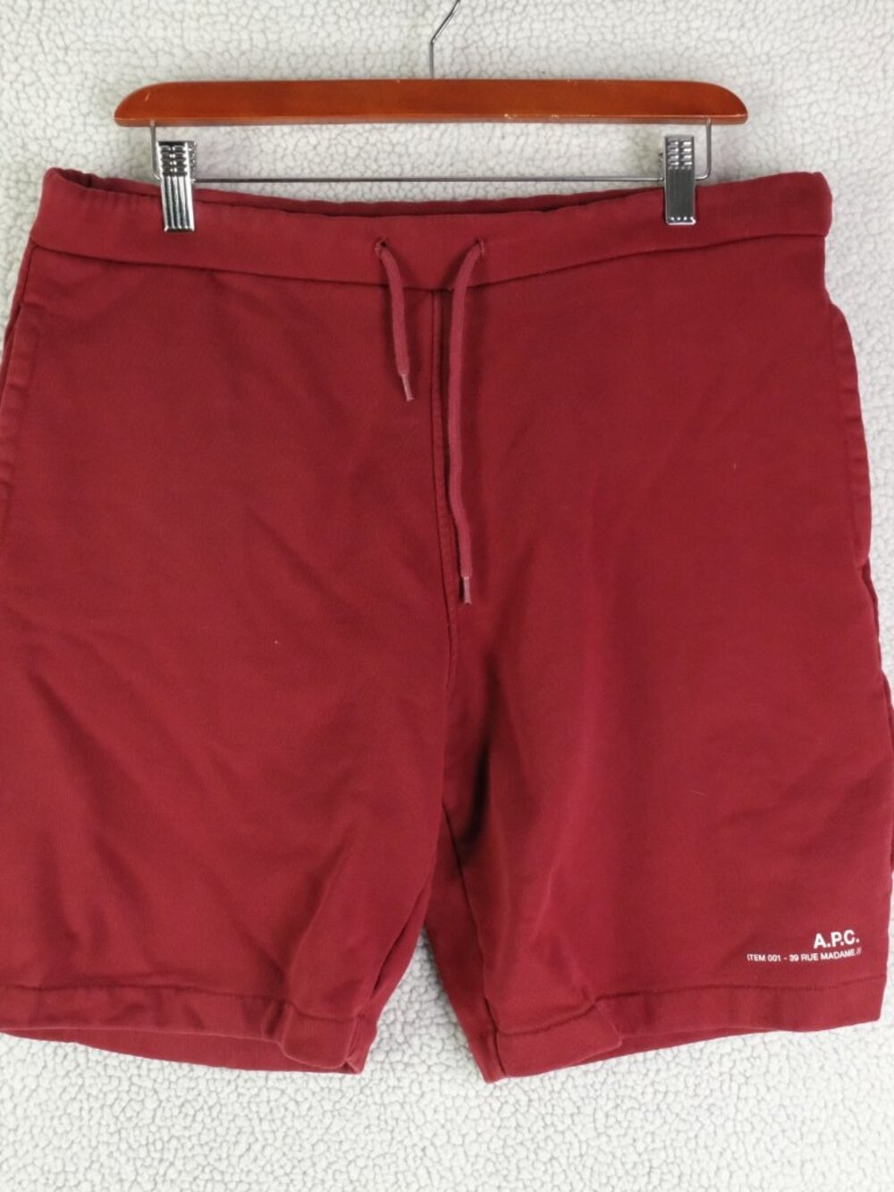 A.P.C. Shorts Mens Medium Red Burgundry Knit Chino Sweat Classic Drawstring 8"